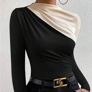 Elegant Black and Cream Women's Top